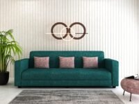 Molfino Fabric Wooden 3 Seater Sofa with Cushions for Living Room Office Hotel Sofa Set Furniture (Aqua Green)