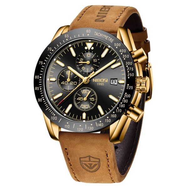 NIBOSI Men's Watch Analog Silicone Quartz Wrist Watch for Men Business Waterproof Sport Stainless Steel Leather Watch with Calendar