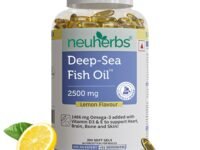 Neuherbs Deep Sea Omega 3 Fish Oil Capsules- 200 Softgels for Men & Women|892 Mg EPA and 594 Mg DHA|Omega-3 Fish oil Triple Strength 2500 Mg Supplement for Muscle,Brain & Joints Support|Lemon Flavour