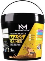 Nutrimuscle Massive Muscle Mass Gainer – Coffee Flavour | 6kg | High Protein Mass Gainer with Creatine & Complex Carbs for Muscle & Strength