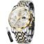 OLEVS Mens Watches Chronograph Diamond Quartz Date Calendar Moon Phase Luxury Two Tone Stainless Steel Waterproof Luminous Business Wrist Watch