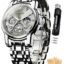 OLEVS Watch for Man Analog Quartz Skeleton Chronograph Diamond Watches Stainless Steel Moon Phase Calendar Waterproof Dress Watches