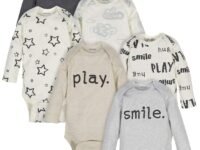 ONESIES Brand Baby Bodysuits 6-Pack Long Sleeve Soft Cotton | Six assorted long-sleeve bodysuits in soft cotton fabric - breathable and gentle against baby's delicate skin.