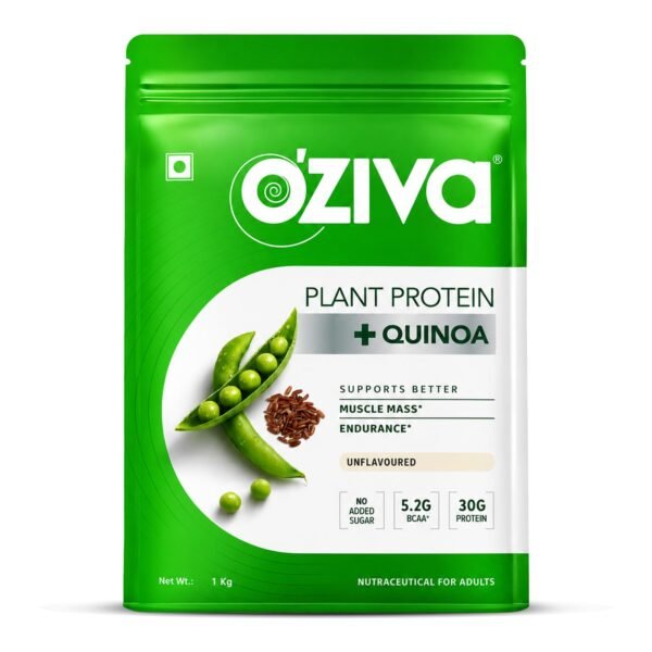 OZiva Plant Protein Powder, Pea Isolate, Vegan, Unflavoured, 1kg