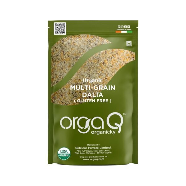 OrgaQ Organicky Organic Multi Grain Daliya (Gluten Free) High In Fiber And Protein - 500 Grams
