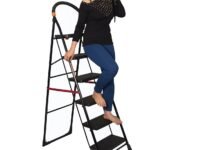 Parasnath 6 Step Black Diamond Steel Ladder Black Colour Foldable Step Ladder - Light Weight Step Ladder Anti Skid Plastic Steps - 6 Year Manufacturer Warranty - Made in India