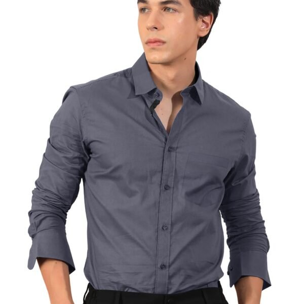 Pinkmint Mens Cotton Blend Regular Fit Long Sleeve Button Down White Shirt for Men Collared Casual Formal Soild Shirt