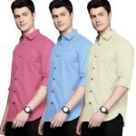 Pinkmint Men's Solid Shirt | Soft Cotton Blend | Casual Shirt | Plain | Full Sleeve - Regular Fit (Combo | Available in Plus Size and Combo Pack of 3)