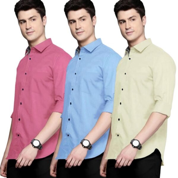 Pinkmint Men's Solid Shirt | Soft Cotton Blend | Casual Shirt | Plain | Full Sleeve - Regular Fit (Combo | Available in Plus Size and Combo Pack of 3)