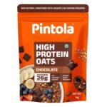 Pintola 26g High Protein Dark Chocolate Oats 1kg, No Refined Sugar, with Almonds, Raisins, Pumpkin & Chia Seeds, 9.6g Fibre, Rolled Oats for Weight management, Breakfast Cereals