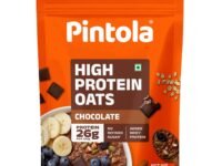 Pintola 26g High Protein Dark Chocolate Oats 1kg, No Refined Sugar, with Almonds, Raisins, Pumpkin & Chia Seeds, 9.6g Fibre, Rolled Oats for Weight management, Breakfast Cereals