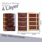 Plastic Modular Drawer Storage Chest Of Drawers Organizer Storage Box, Large Stomo Racks For Multipurpose Anti-slip Shoes Organizers (Brown, 4 Layer)