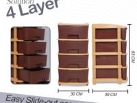 Plastic Modular Drawer Storage Chest Of Drawers Organizer Storage Box, Large Stomo Racks For Multipurpose Anti-slip Shoes Organizers (Brown, 4 Layer)