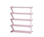 Plastic Shoe Stand Z Type Lightweight Space Saving Shoe Organizer Rack For Home And Office (5 Layer, Pink) 353-25