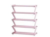 Plastic Shoe Stand Z Type Lightweight Space Saving Shoe Organizer Rack For Home And Office (5 Layer, Pink) 353-25