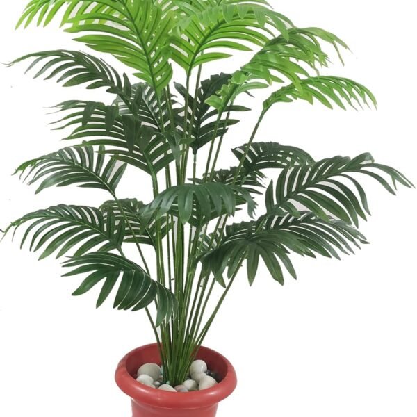 Polyester Natural Looking 18 Leaves Areca Palm | Ornamental Plant For Interior | Indoor Tropical Plant For Home/Shop/Office Decor/Gifting Artificial Plant Without Pot (70 Cm, Green)