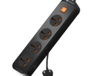 Portronics Power Plate 12 Extension Board with 4 Universal Sockets, 2 Meter Long Cord, 1500 Watt, Fireproof Material, Multi Plug for Home Appliances (Black)
