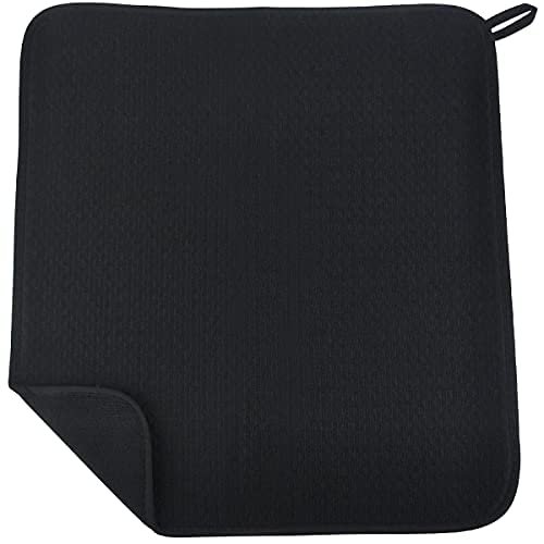 Primeway® Microfibre Polyester Extremely Absorbent Anti-Slip Dish Drying Mat, Black (40x36cm)