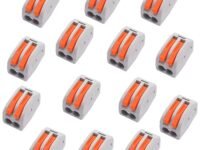ROBOWAY 20Pcs PCT-212 Wire Connectors, 2 Way Lever Compact Electrical Conductor Terminal Blocks, Quick Wiring Push-In Connector for 24-12 AWG Solid & Stranded Wires, Flame Retardant (Pack of 20)