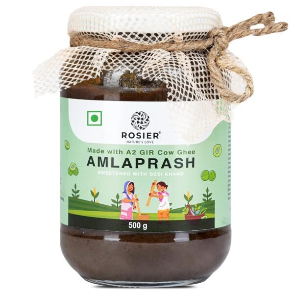 ROSIER Amlaprash – Made with A2 Gir Cow Ghee & Sweetened with Desi Khand – 500 GM | Ayurvedic Immunity Booster | Natural Ingredients | Supports Digestion (500 GM)