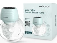 Roboson Wearable Electric Breast Pump For Feeding Mothers, Automatic Electrical Milk Feeding Pumping Machine with 3 Modes & 9 levels, Portable & Compact, Rechargeable with large 1400 mah battery, Digital Touch Screen, Food Grade Milk Cup of 150 ml, BPA Free and Skin Friendly (1 Year Warranty)