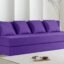 Rosebell 4-Person Lightweight Sofa Cum Bed | Jute Fabric with Washable Cover & Cushion | 6 x 6 Ft | Purple | Perfect for Home & Office Guests