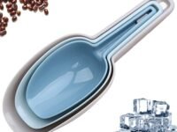 SILENCIO Ice Scoop Set of 3, Multi-Purpose Plastic Kitchen Scoops Bar Scooper for Canisters, Flour, Powders, Dry Foods, Candy, Pop Corn, Coffee Beans and Pet Food