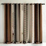 SPACES DRAPE STORY Polyester Turkish Tribal Digital Printed Boho Twill Textured Combination Room Darkening Semi Sheer Curtains - Set Of 4 7Ft Grommet Door Curtain (Brown & Beige)