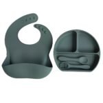 SPY KIDS® Baby Feeding Set with Suction Plate, Bib & Baby Utensils | Green | Designed for baby-led weaning and self-feeding with easy-grip baby utensils and toddler-friendly sizing.