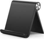 STRIFF Multi Angle Tablet Tabletop Stand. Holder for iPhone, Android, Samsung, OnePlus, Xiaomi. Portable, Foldable Stand. Perfect for Bed,Office, Home, Gift and Desktop (Black)