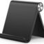 STRIFF Multi Angle Tablet Tabletop Stand. Holder for iPhone, Android, Samsung, OnePlus, Xiaomi. Portable, Foldable Stand. Perfect for Bed,Office, Home, Gift and Desktop (Black)