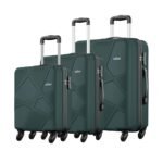 Safari Cabin Pentagon Set of 3 (+ Medium + Large) Trolley Bags Hard Case Polypropylene 4 Wheels 360 Degree Wheeling Luggage, Travel Bags, Suitcase for Travel, Trolley Bags for Travel, Dusk Green