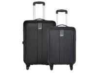 Safari Thorium Sharp Anti-Scratch Combo Set of 2 Black Small, Medium Check-in 4 Wheel Hard Suitcase