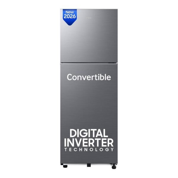 Samsung 236 L, 3 Star, Convertible, Digital Inverter Frost Free Double Door Refrigerator (RT40H28U3THL, Silver, Refined Inox, 2026 Model)