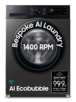 Samsung 9 kg, 5 star, AI EcoBubble, Super Speed, Wi-Fi, Hygiene Steam with Inbuilt Heater, Digital Inverter, Fully-Automatic Front Load Washing Machine (WW90DG5U24AXTL, Inox)