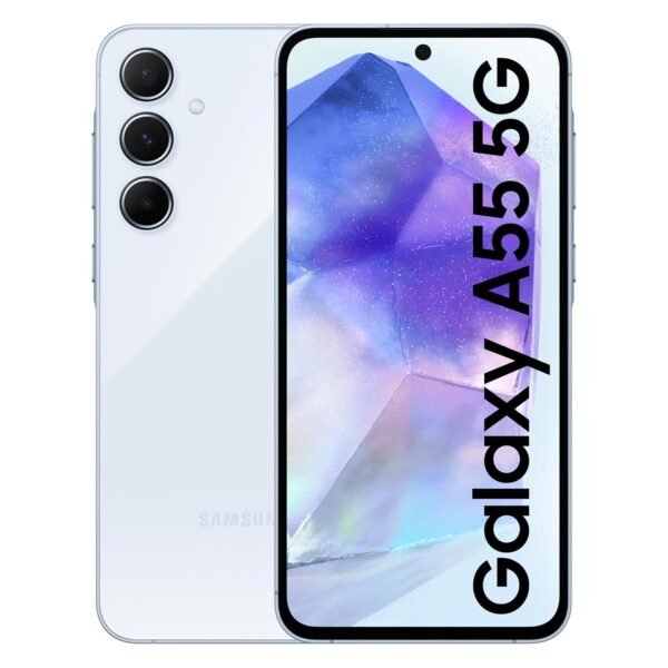 Samsung Galaxy A55 5G (Awesome Iceblue, 8GB RAM, 128GB Storage) | AI Mobile | 50MP Main Camera (OIS) | Super HDR Video| Nightography | IP67 | Gorilla Glass Victus+ | sAMOLED | Gaming Smartphone