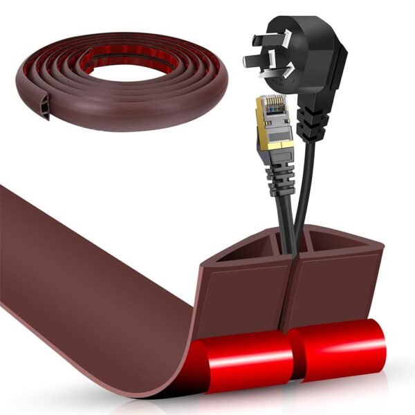 Serplex 6.6FT Self-Adhesive Floor Cable Protector, Wire Hide | Loose Wire Concealment, Trip Hazard Reduction, Protective Sleeve, 6.6FT Length, Easy Setup, Home Office Use, Support