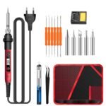 Serplex® Soldering Iron Kit Set 60 Watt Original 220V Fast Heat up, LCD Digital Solder Irons, 180~520°C Adjustable Temperature Soldering Gun Set with 5pcs Extra Tips, for Electrical Repairs, DIY