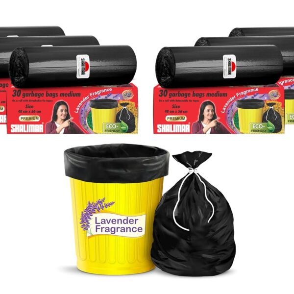 Shalimar Premium (Lavender Fragrance) Scented Garbage Bags | Medium 19 X 21 Inches | 180 Bags (30 Bags X 6 Rolls) | Dustbin Bag/Trash Bag | (Black) - Perforated Box for Easy Dispensing