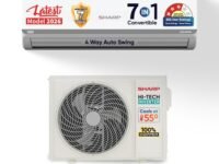 Sharp 1.37 Ton 3 star, New Star Rated, Split AC (4 Way Swing, 100% copper, Hi-Tech Inverter Compressor, 7-1 Convertible, Turbo cool, Dust filter, AH-SI17V3B-GCN, White)