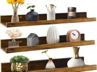 Sheesham Wood Wall Mounted Rustic Large Picture Ledge Floating Wall Shelf - 3 Different Sizes (Set of 3, 16 Inch )
