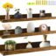 Sheesham Wood Wall Mounted Rustic Large Picture Ledge Floating Wall Shelf - 3 Different Sizes (Set of 3, 16 Inch )