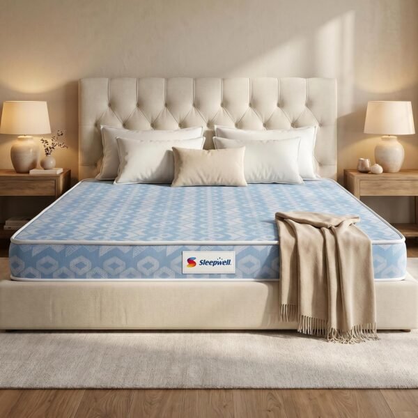 Sleepwell Dual Mattress | King Size 78x72x5 Inch | One Side Soft One Side Firm | Orthopedic Support | Resitec Foam with VPF | Knitted Fabric | Neem Fresche Anti-Microbial | 10 Yr Warranty