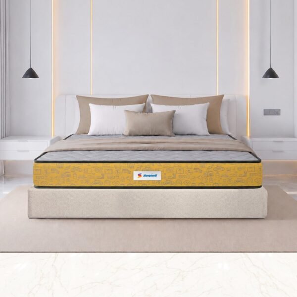 Sleepwell Ortho Pro Spring Mattress | King Size 78x72x6 Inch | Pocket Spring Orthopedic Support | Zero Partner Disturbance | Neem Fresche Anti-Microbial | Cool Yarn Fabric | 10 Years Warranty