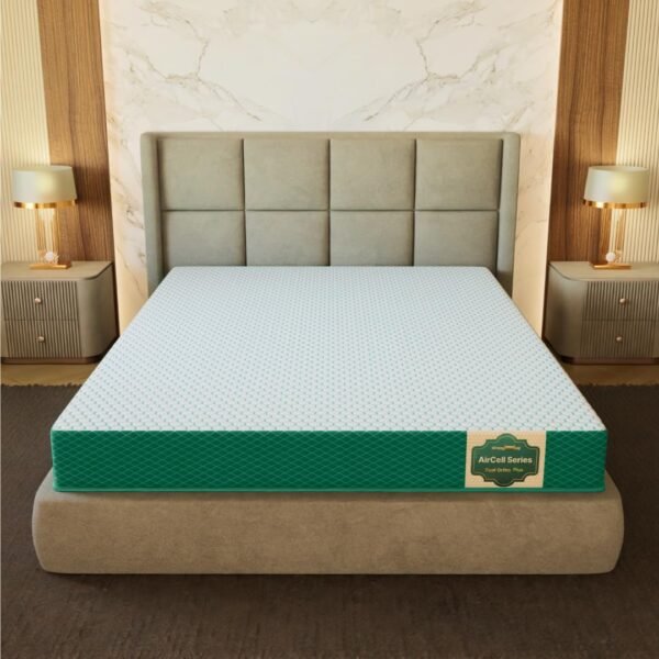 SleepyHug AirCell Ortho Dual Comfort Plus 6 Inch Mattress |Reversible Hard & Soft | 2 Side |7 Years Warranty | Back Pain Relief| Orthopedic | Double Bed Size White & Teal (LxWxH -78x48x6 Inch)