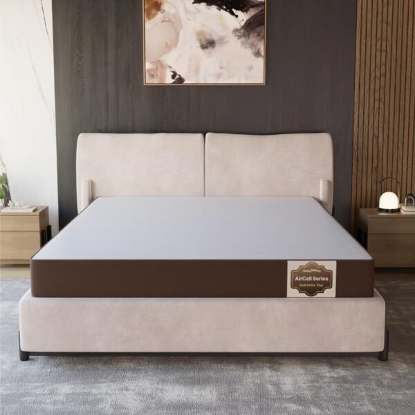 SleepyHug Aircell Ortho Dual Comfort Plus 4 Inch Mattress |Reversible Hard & Soft | 2 Side |7 Years Warranty | Back Pain Relief| Orthopedic | Double Bed Size Brown (Lxwxh -72X48X4 Inch)