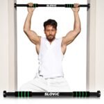 Slovic Pull up Bar for Home for Kids & Adults [100 KG] | Pull up Bar Wall Mounted with Anti-Skid Grip | No-Drill Installation Pull-up Bars for Home Workout | Gym Equipment for Home Workout (62-100 CM)