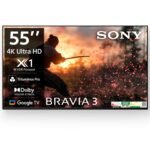 Sony BRAVIA 3 Series 139 cm (55 inches) 4K Ultra HD AI Smart LED Google TV K-55S30B (Black)