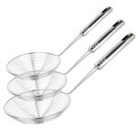 Spider Strainer Mesh Strainer, Swify Set of 3 Stainless Steel Net Skimmer Mesh Ladle for Kitchen Food and Vegetable, Mesh Colander in Different Size-30.5 cm, 32 cm, 35 cm