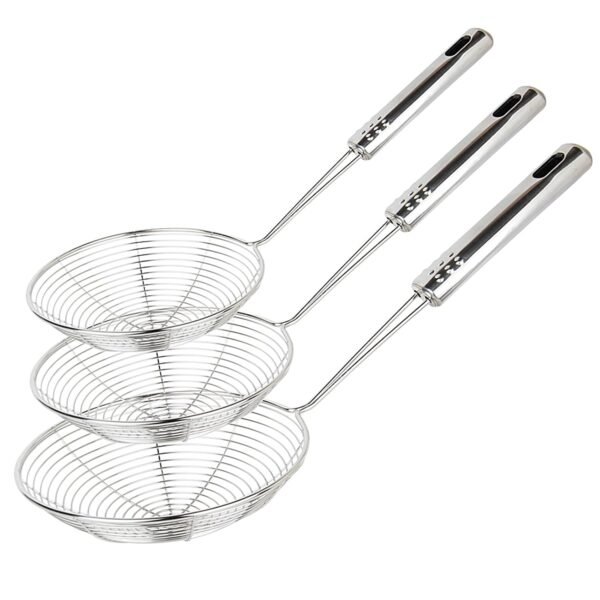 Spider Strainer Mesh Strainer, Swify Set of 3 Stainless Steel Net Skimmer Mesh Ladle for Kitchen Food and Vegetable, Mesh Colander in Different Size-30.5 cm, 32 cm, 35 cm